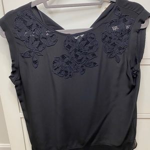 Rebecca Taylor black silk cap sleeve blouse
